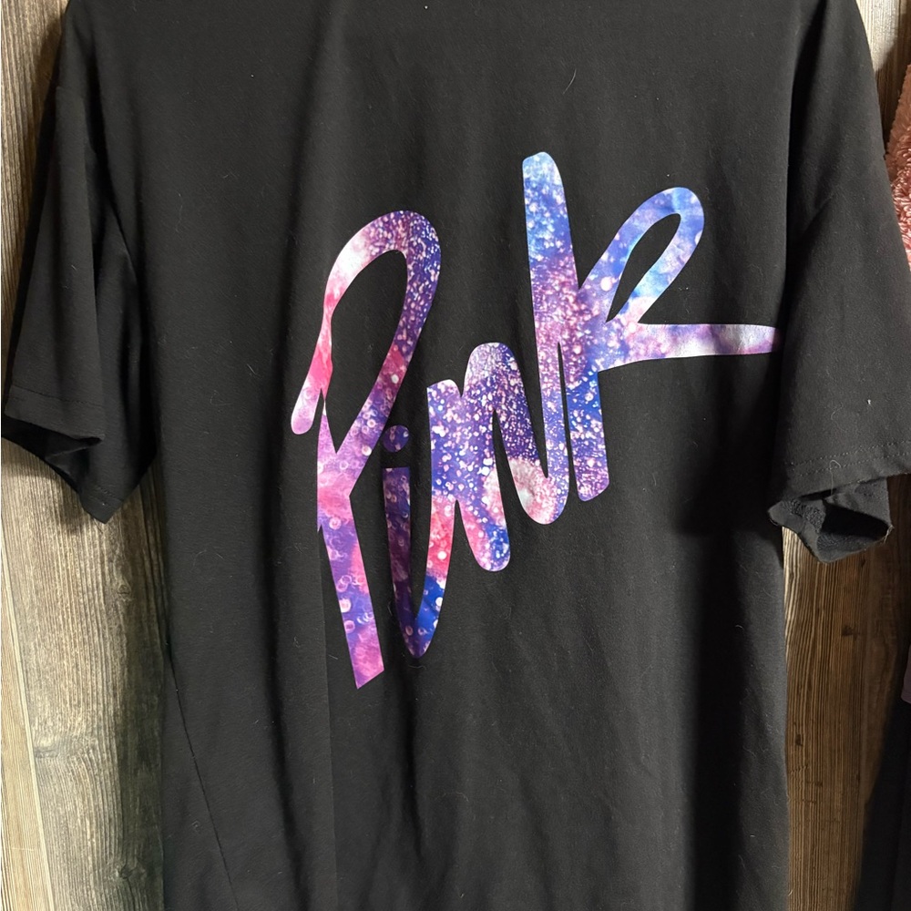 Black T-Shirt with Pink Galaxy Logo